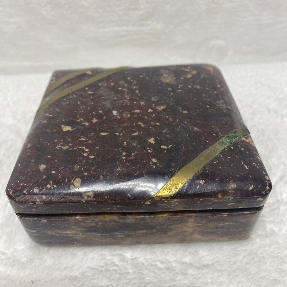 Vintage‎ Marble Trinket Box Jewelry Box Stone Keepsake Box Made In Italy